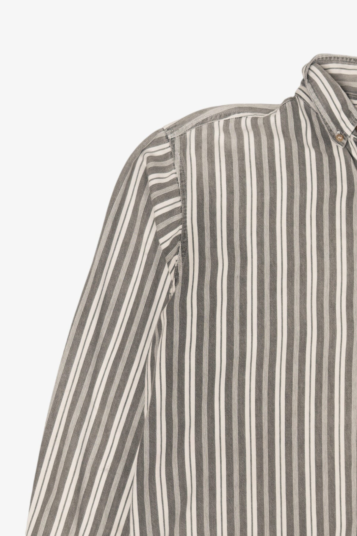Vintage Gray Striped Basic Editions Button Up Shirt (1990s)