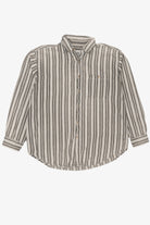 Vintage Gray Striped Basic Editions Button Up Shirt (1990s)