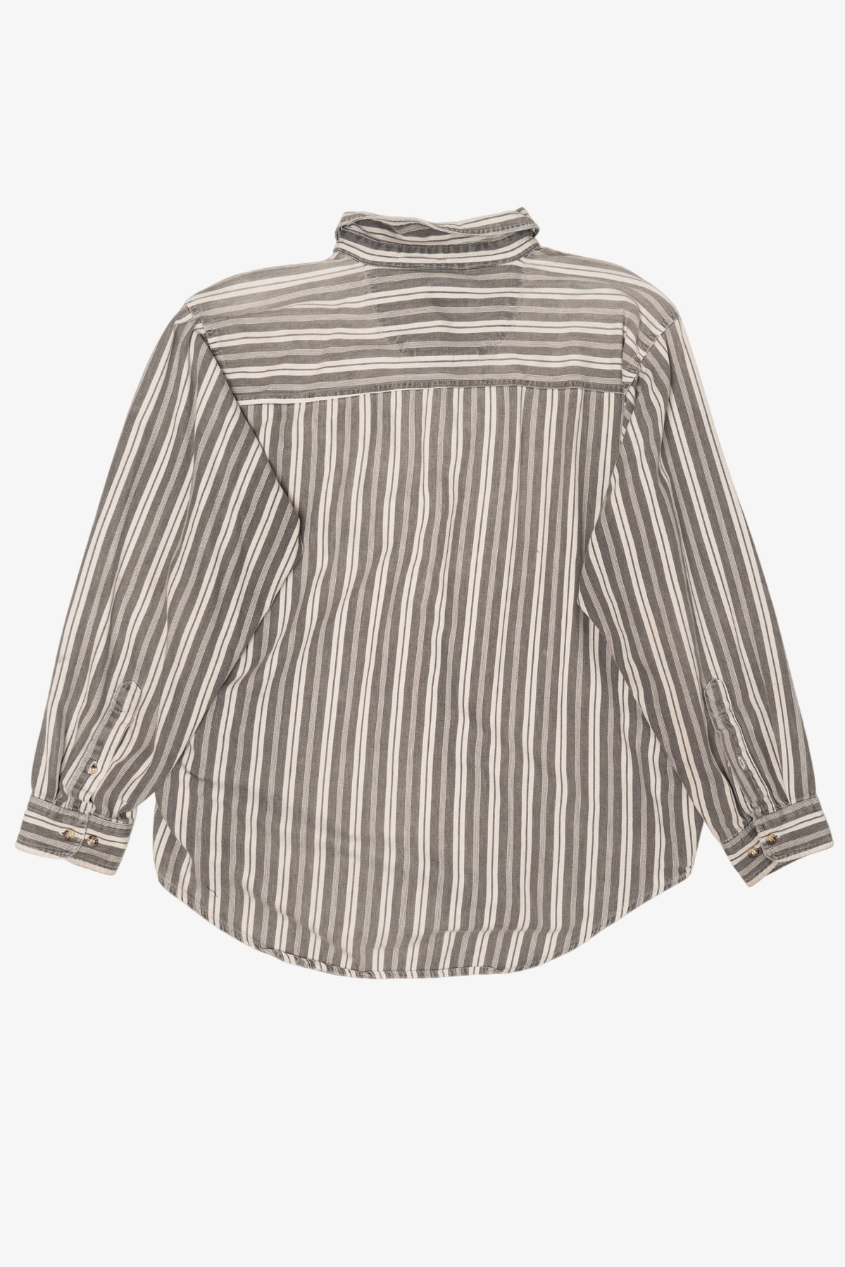 Vintage Gray Striped Basic Editions Button Up Shirt (1990s)