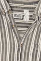 Vintage Gray Striped Basic Editions Button Up Shirt (1990s)