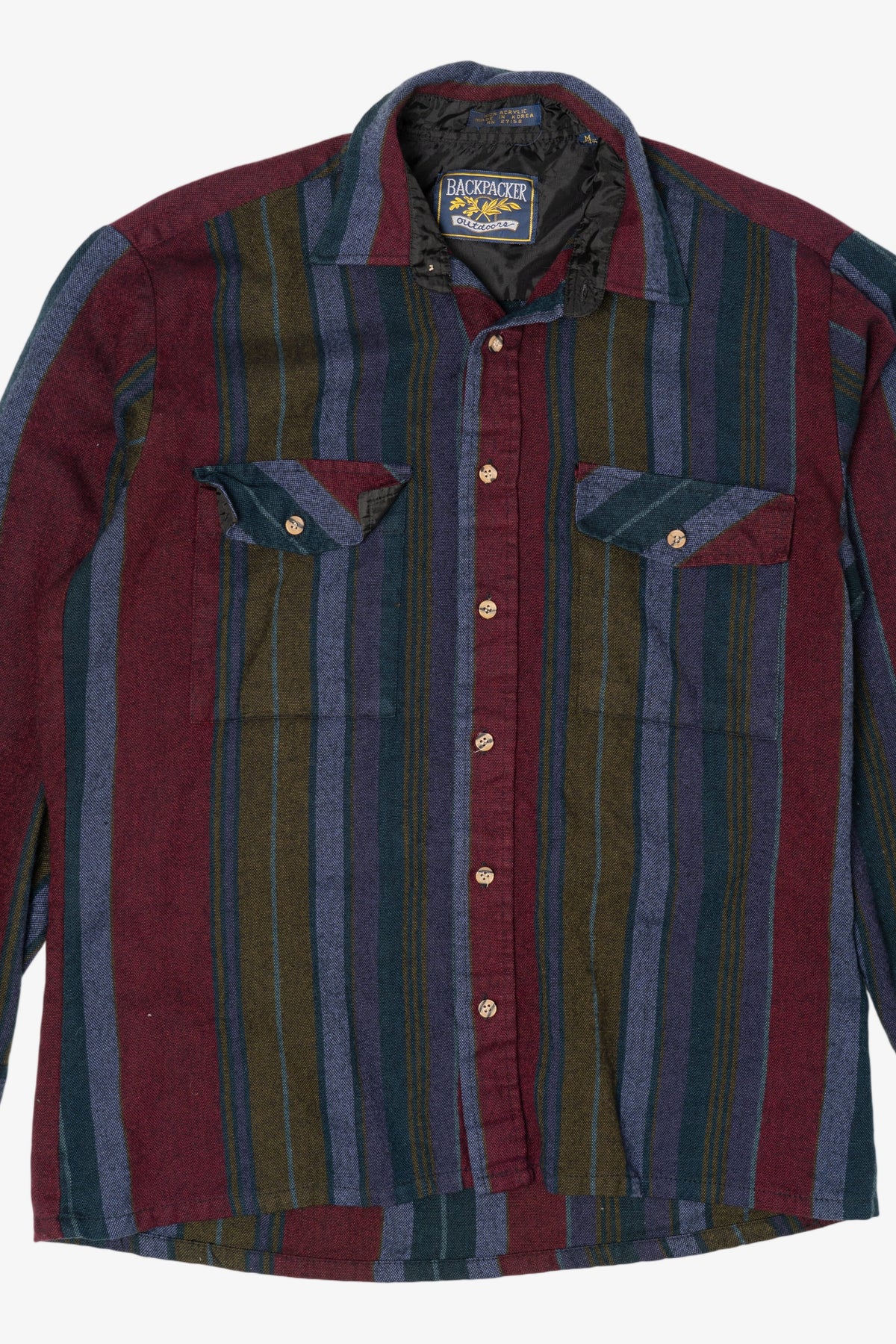 Vintage Burgundy Striped Backpacker Outdoors Button Up Shirt (1980s)