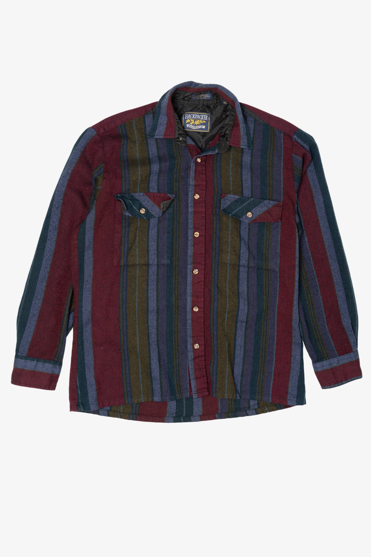 Vintage Burgundy Striped Backpacker Outdoors Button Up Shirt (1980s)