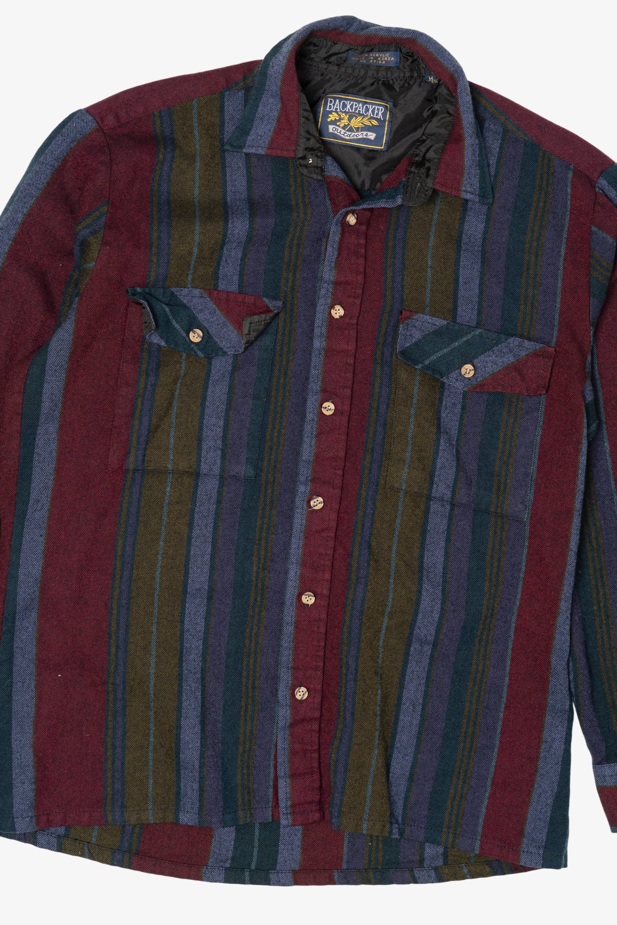 Vintage Burgundy Striped Backpacker Outdoors Button Up Shirt (1980s)