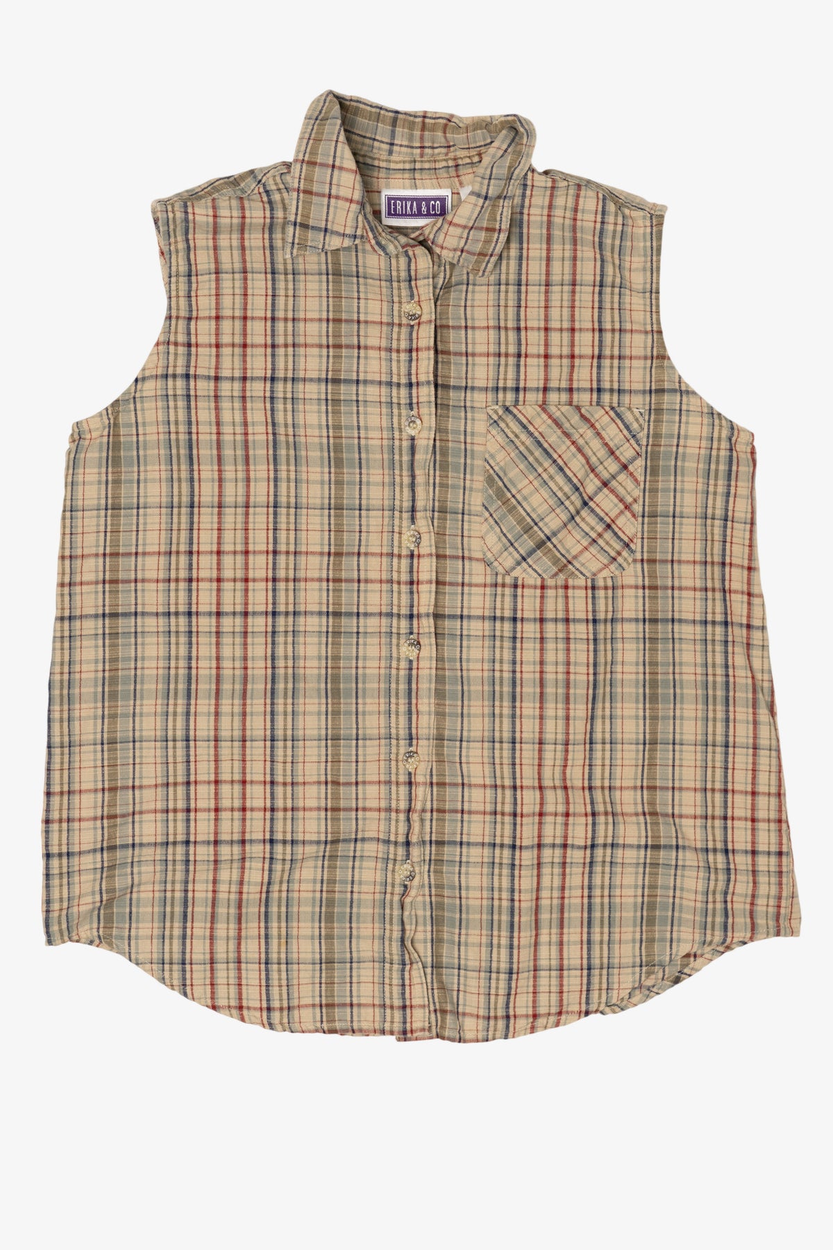 Vintage Beige Plaid Erika & Co. Vest (1990s)