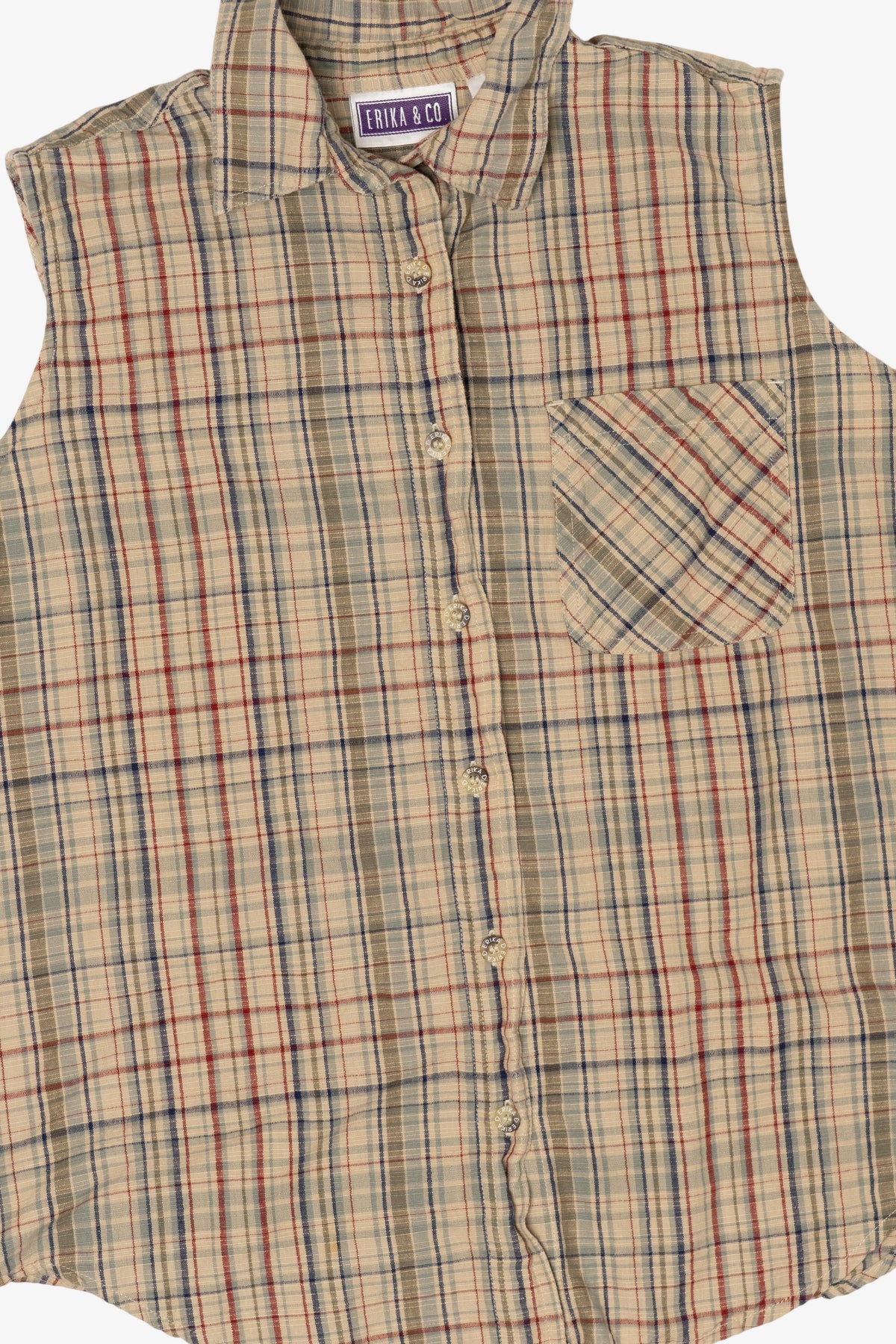 Vintage Beige Plaid Erika & Co. Vest (1990s)