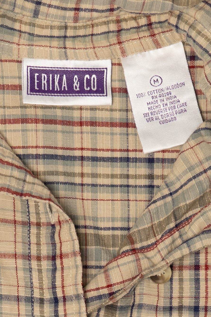 Vintage Beige Plaid Erika & Co. Vest (1990s)