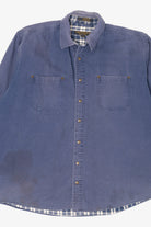 Vintage Blue Distressed Chesterfield Plaid Lined Button Up Shirt (1990s)
