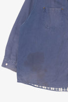 Vintage Blue Distressed Chesterfield Plaid Lined Button Up Shirt (1990s)