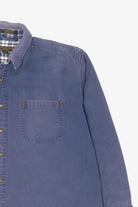 Vintage Blue Distressed Chesterfield Plaid Lined Button Up Shirt (1990s)