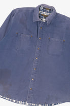 Vintage Blue Distressed Chesterfield Plaid Lined Button Up Shirt (1990s)