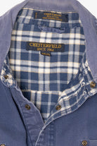 Vintage Blue Distressed Chesterfield Plaid Lined Button Up Shirt (1990s)