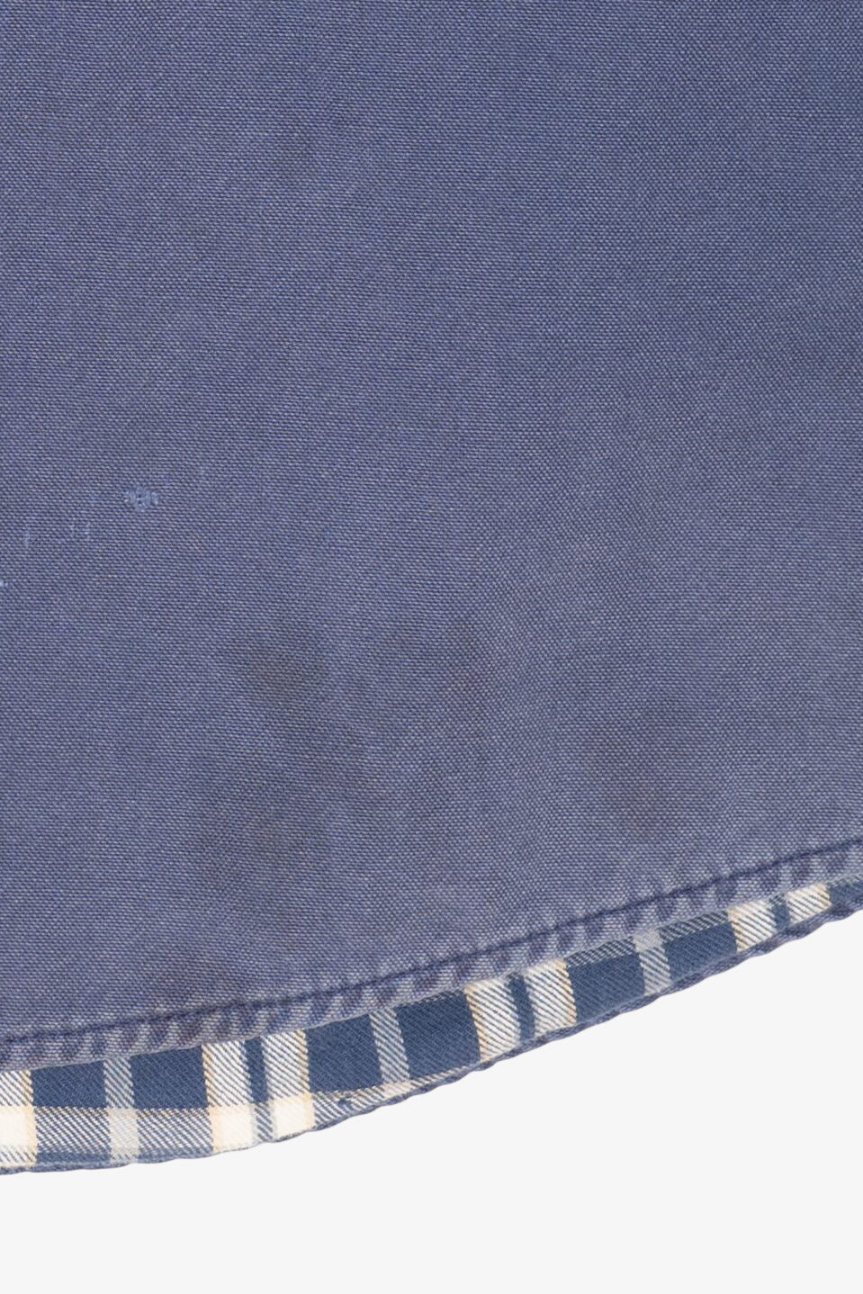 Vintage Blue Distressed Chesterfield Plaid Lined Button Up Shirt (1990s)