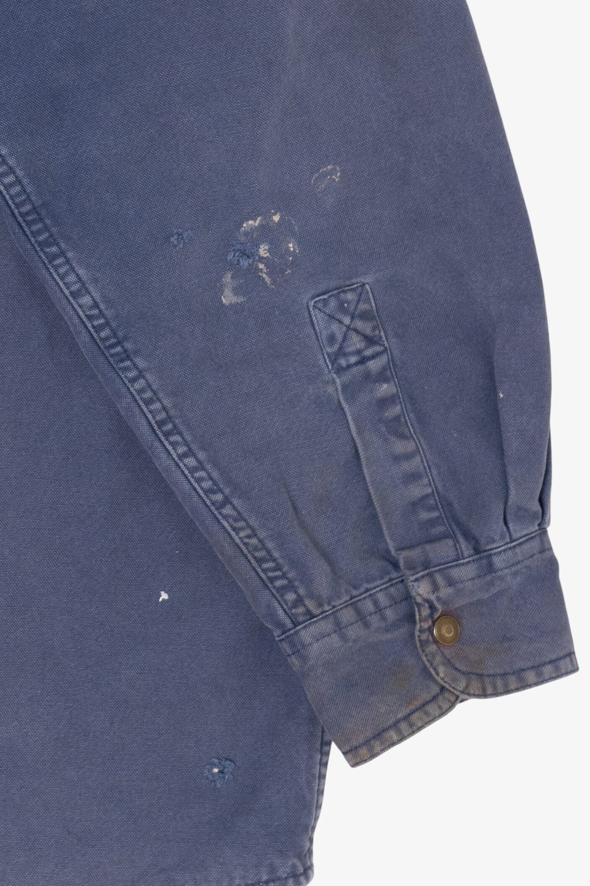Vintage Blue Distressed Chesterfield Plaid Lined Button Up Shirt (1990s)