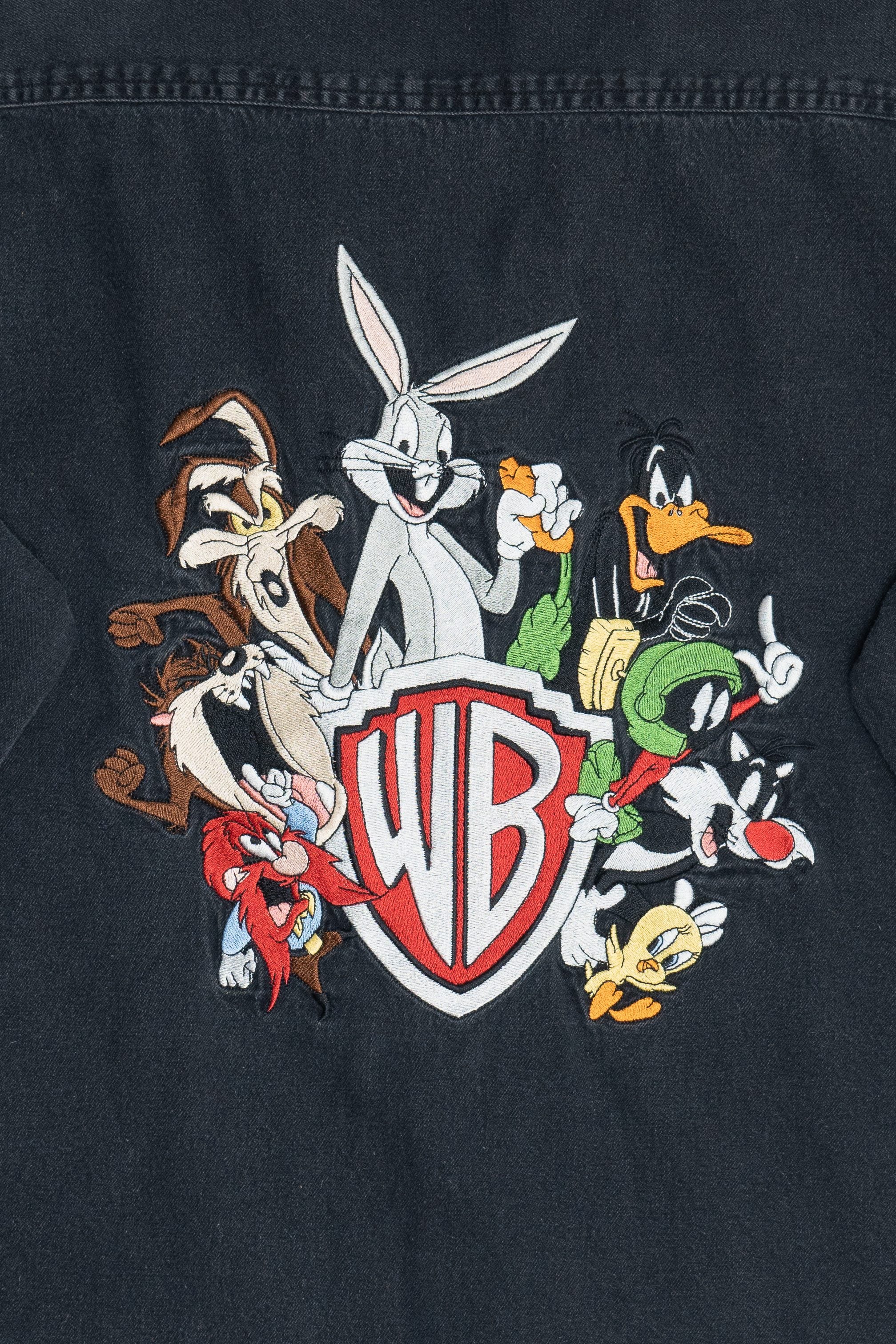 WB Looney Tunes Embroidered Logo Warner Bros. Studio Store Vintage Button Up (1990s)
