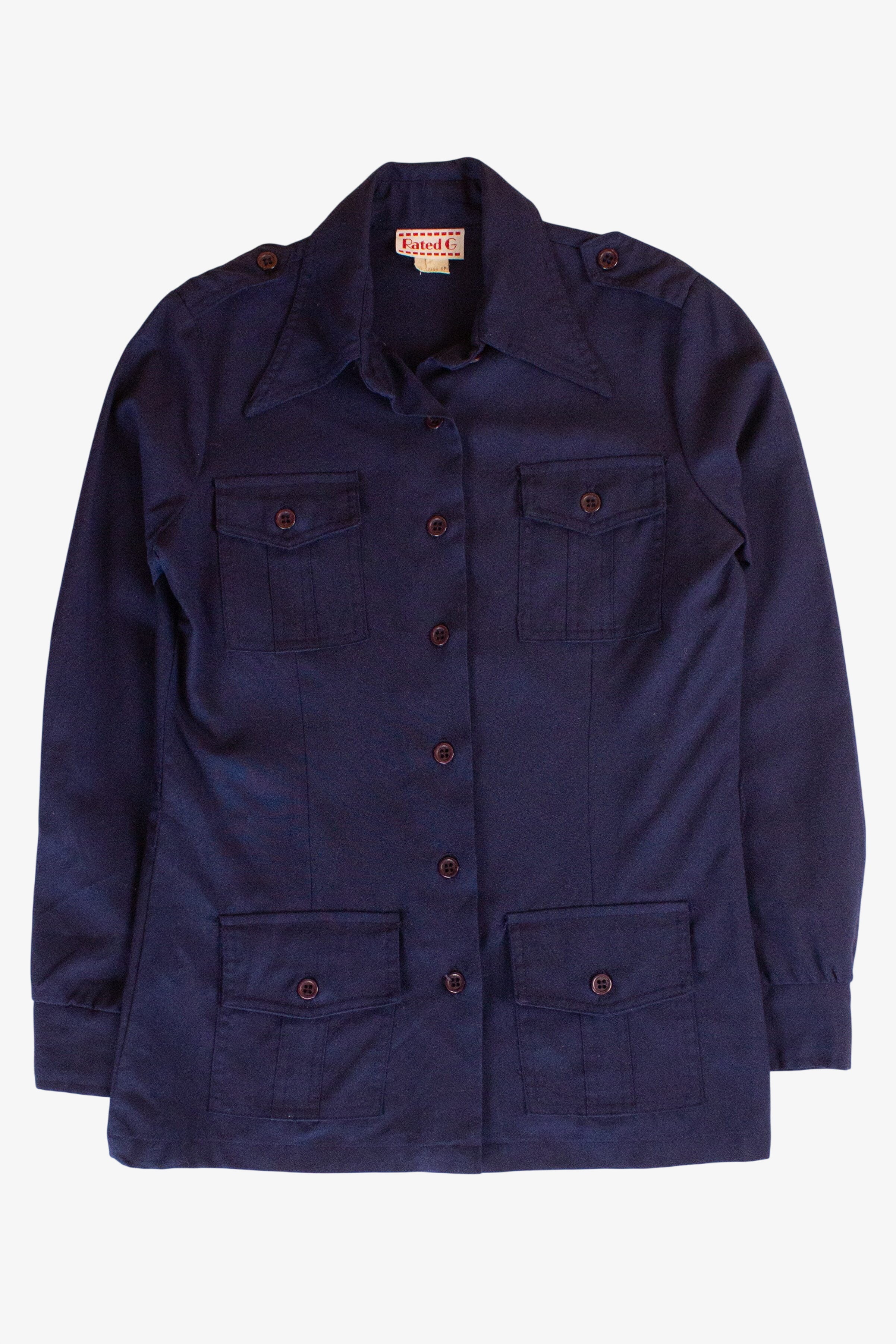 Vintage Navy Blue Leisure Button Up (1970s)