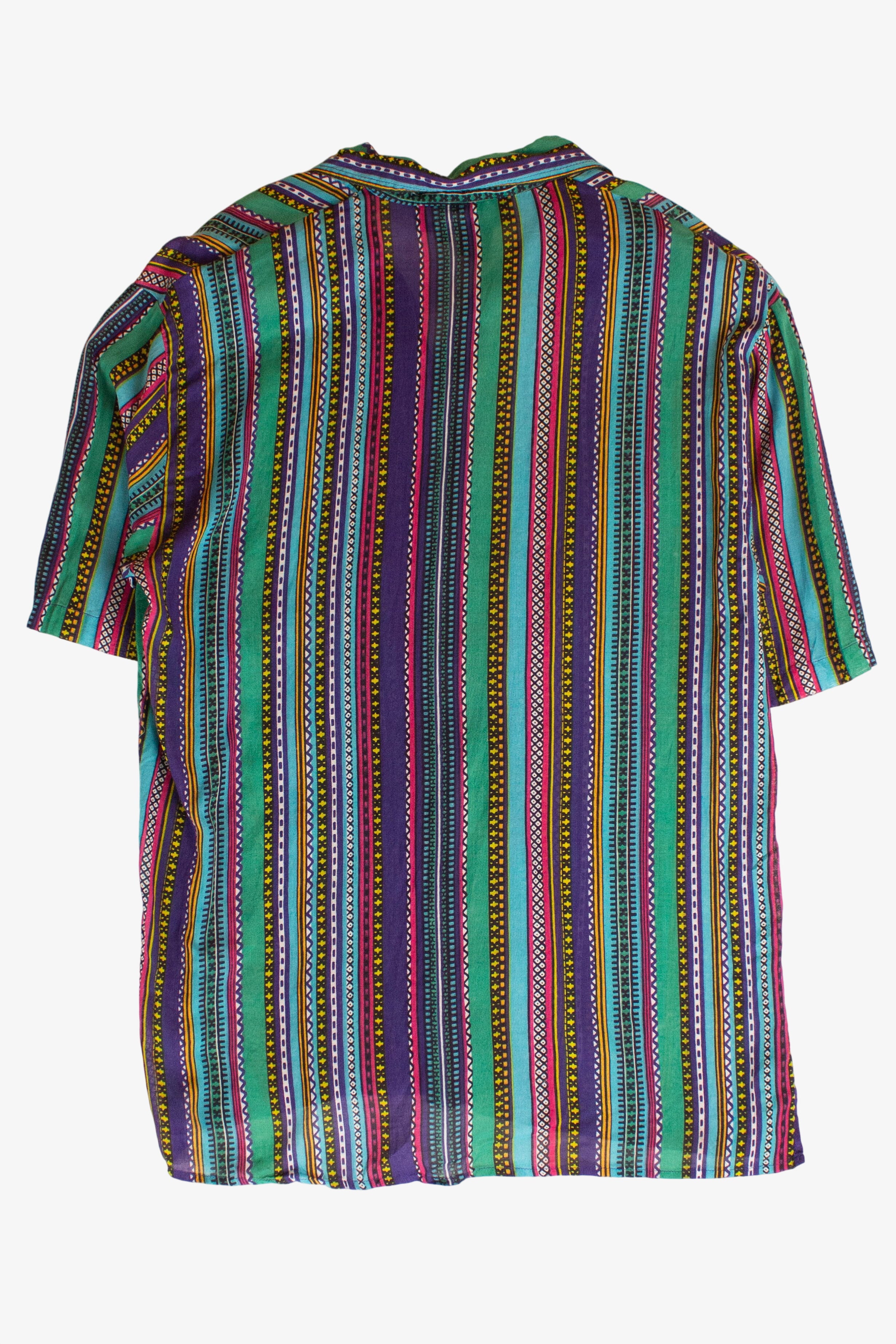 Vintage Sheer Multicolor Striped Button Up Shirt (1990s)