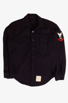 Vintage Navy Wool Button Up Shirt  (1980s)
