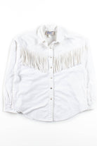 Vintage White Western Fringe Button Up Shirt