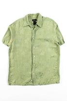 Green Leaf Silk Button Up Shirt