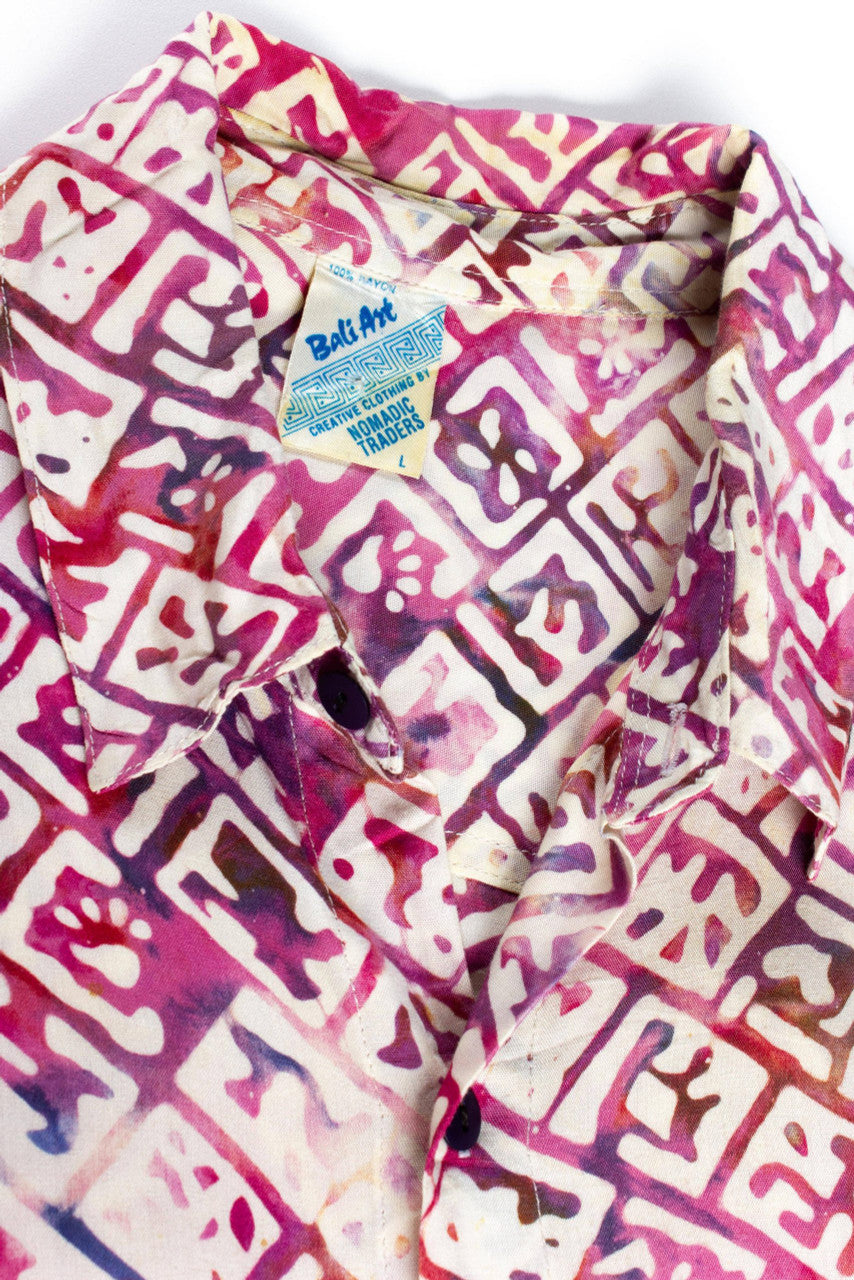 Vintage Tie Dye Abstract Button Up Shirt