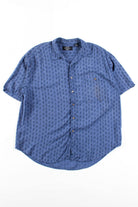 Blue Rectangle Pattern Button Up Shirt