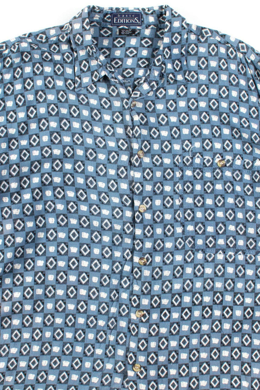 Checkerboard Diamonds Button Up Shirt
