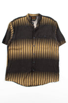 Vintage Striped Gradient Banded Collar Button Up Shirt