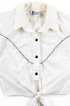 Vintage Cropped Tie Front Button Up Shirt