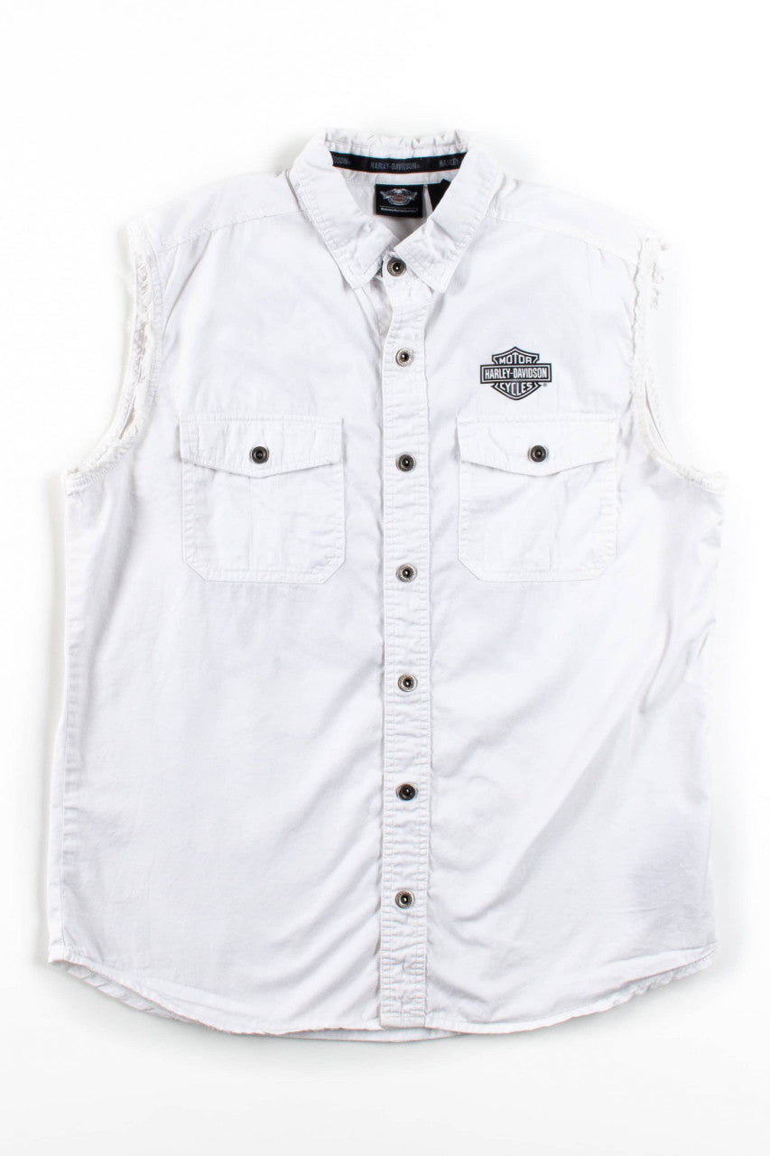 Harley Davidson Cut Off Button Up Shirt