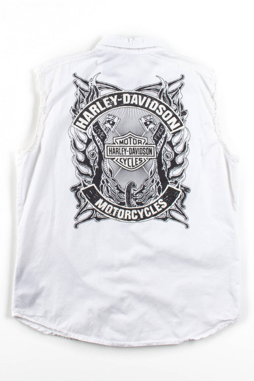 Harley Davidson Cut Off Button Up Shirt
