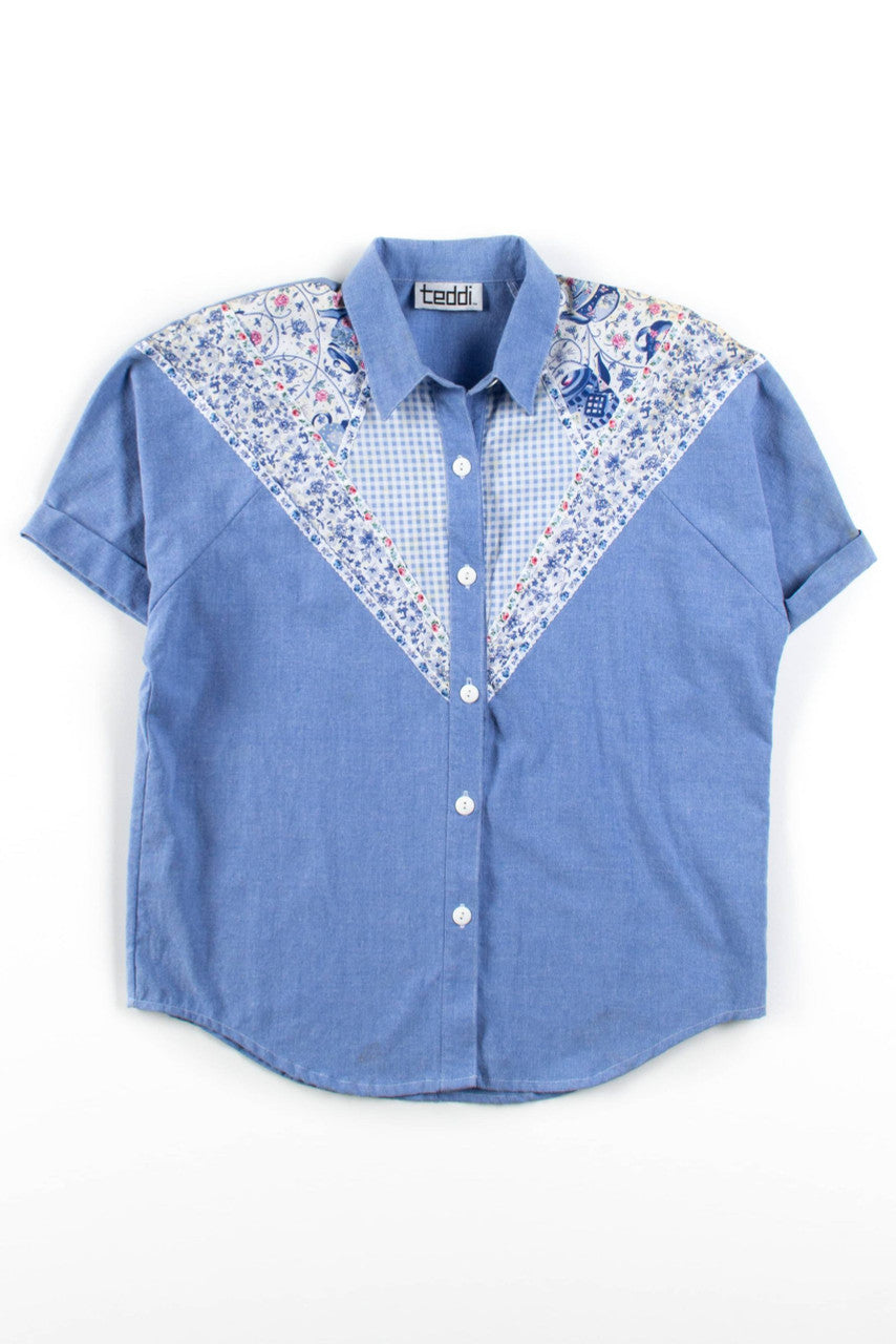 Vintage Floral Chambray Button Up Shirt