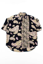 Vintage Black Paisley Button Up Shirt