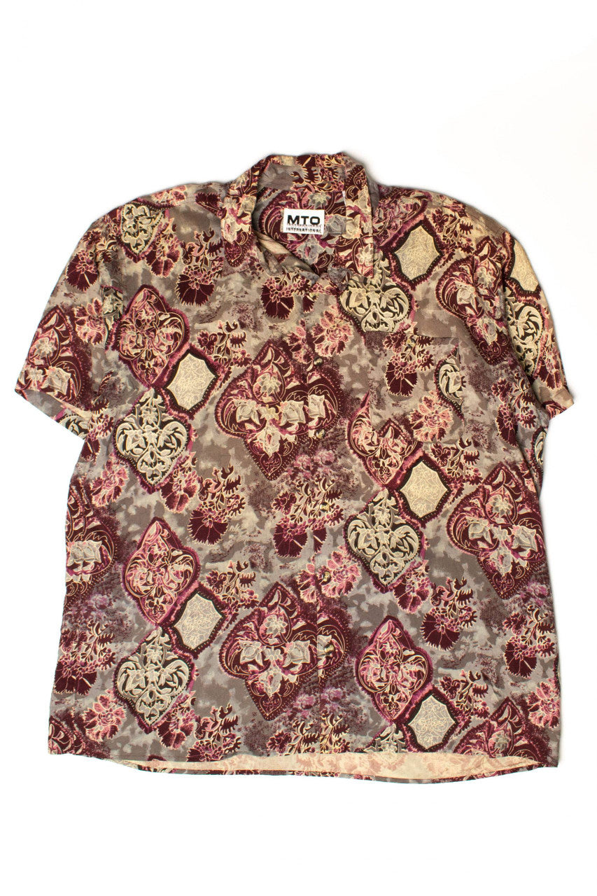 Vintage Floral Wallpaper Button Up Shirt
