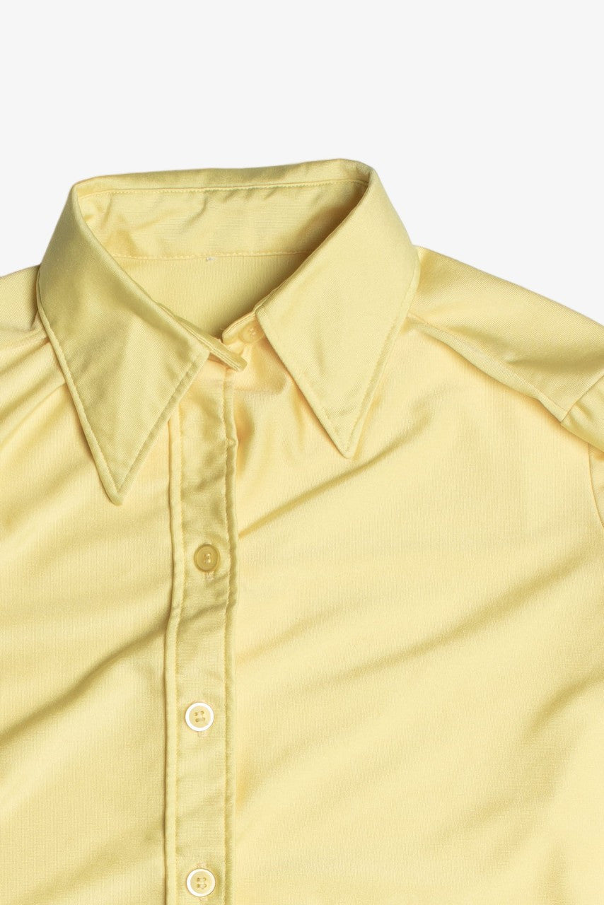 Vintage Shiny Yellow Button Up Shirt