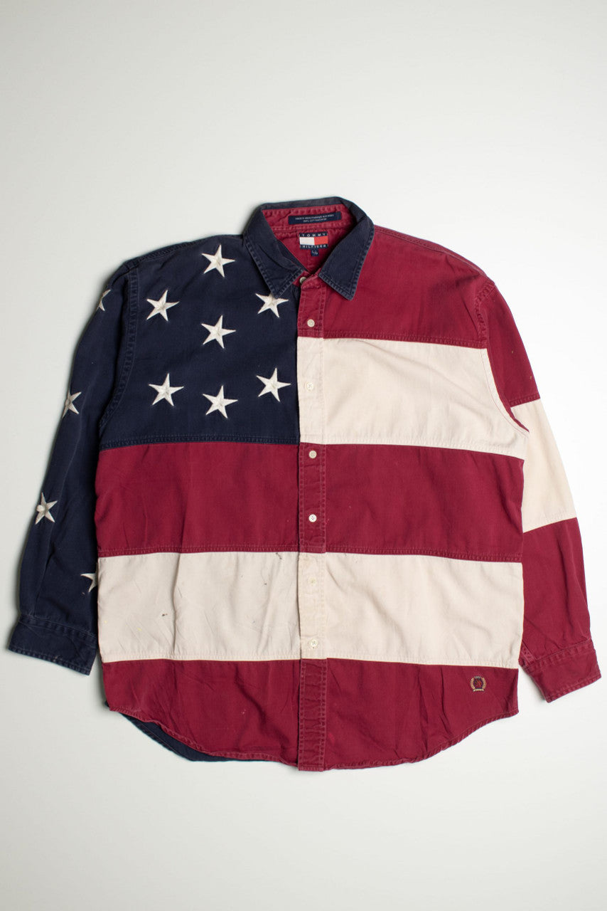 Vintage Tommy Hilfiger American Flag Button Up Shirt