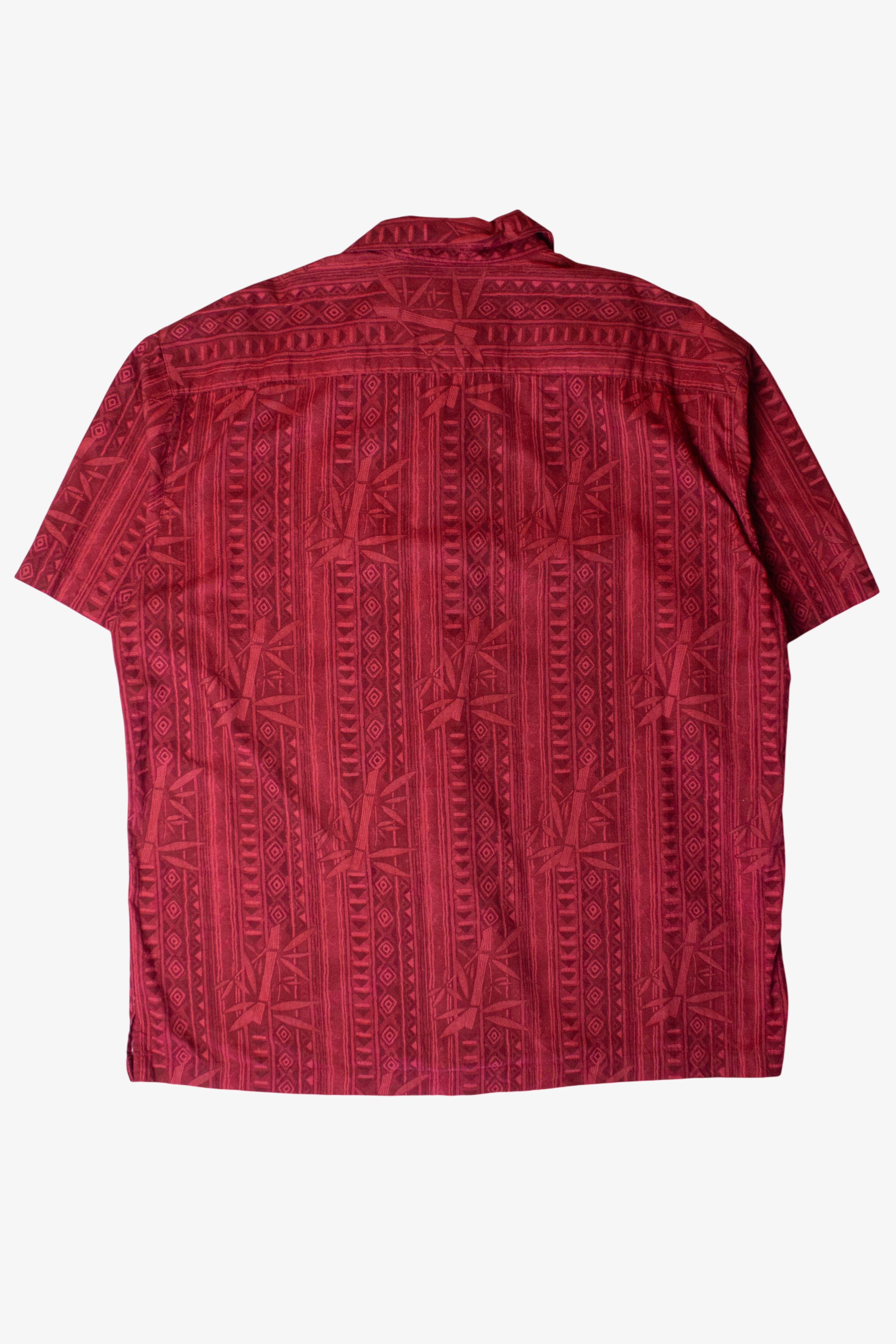 Vintage Red Bamboo Button Up Shirt (1990s)