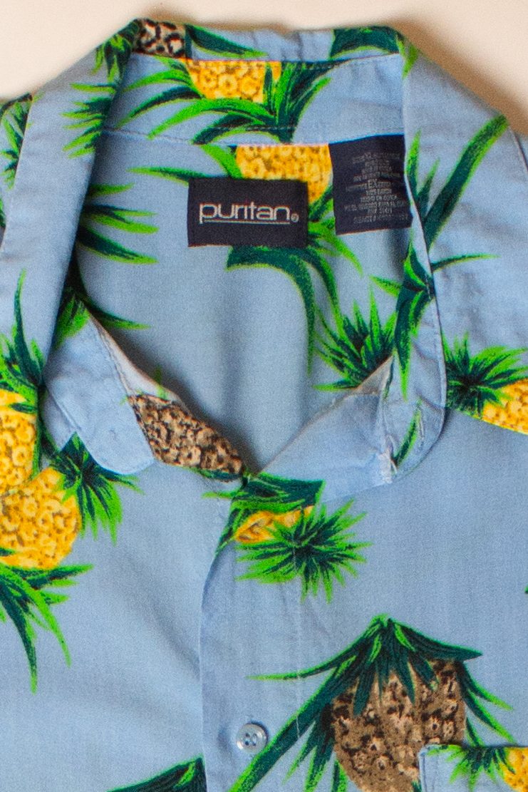 Vintage Blue Pineapples Button Up Shirt (2000s)