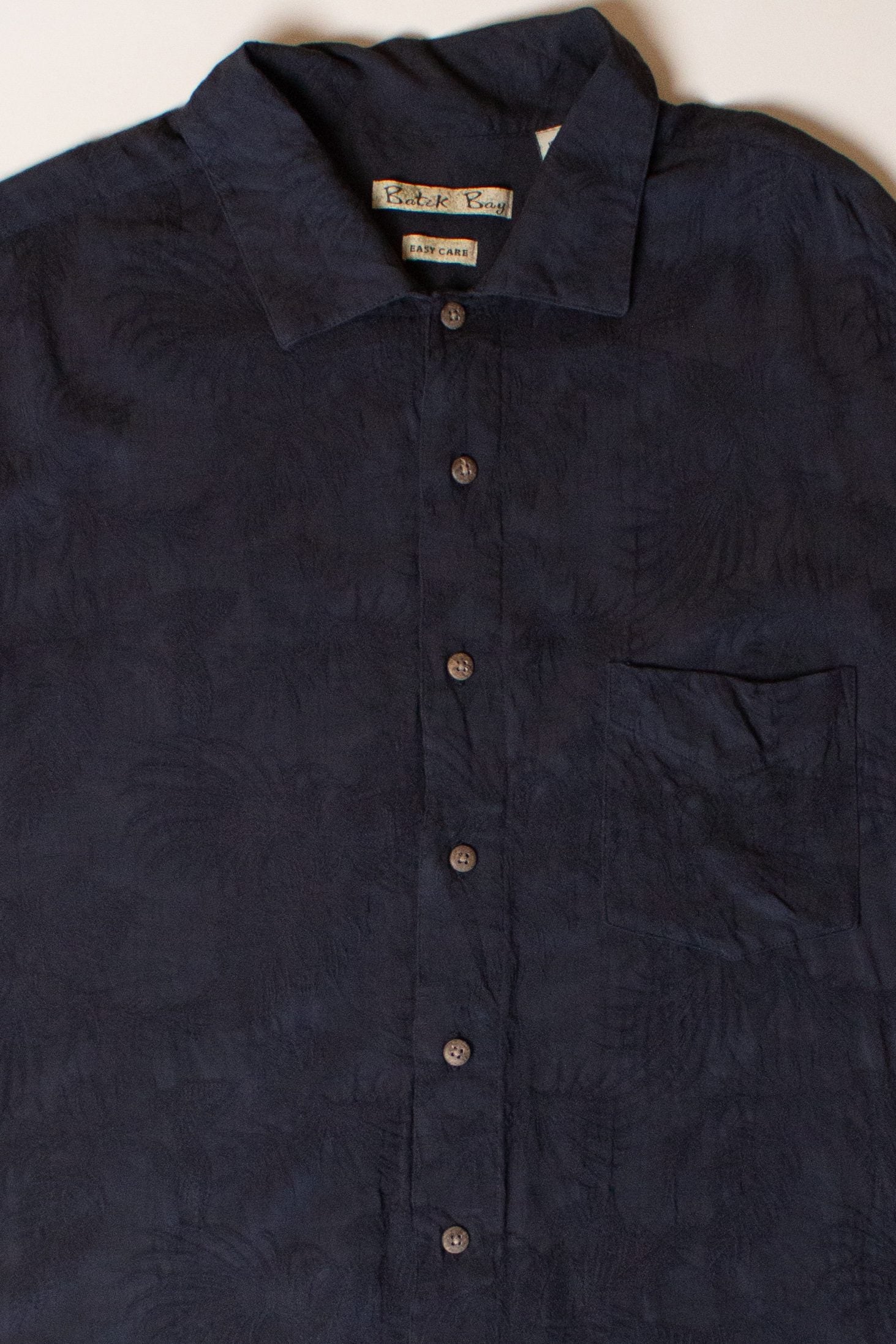 Vintage Navy Monochrome Palms Button Up Shirt (1990s)