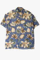 Vintage Blue Tropical Button Up Shirt (1990s)
