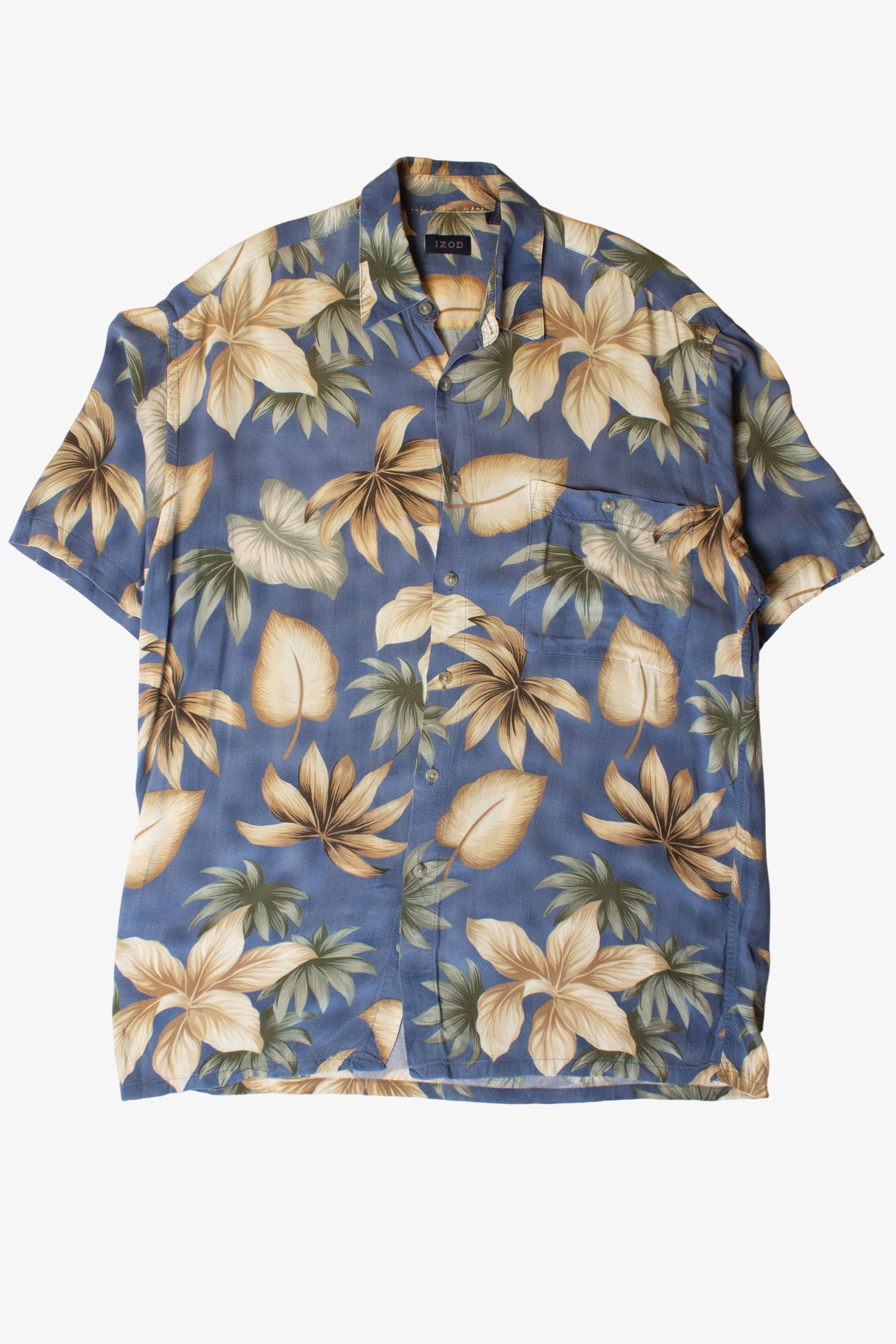 Vintage Blue Tropical Button Up Shirt (1990s)