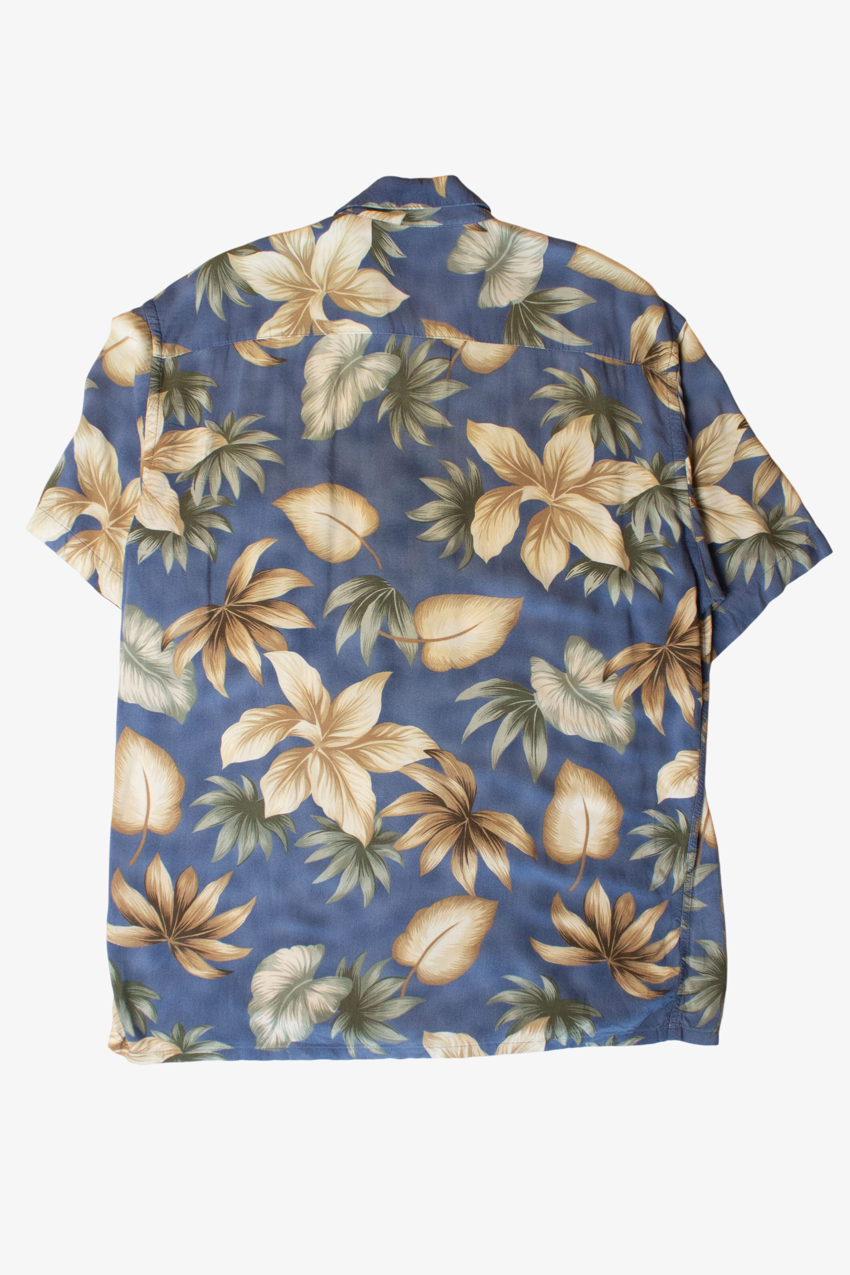Vintage Blue Tropical Button Up Shirt (1990s)