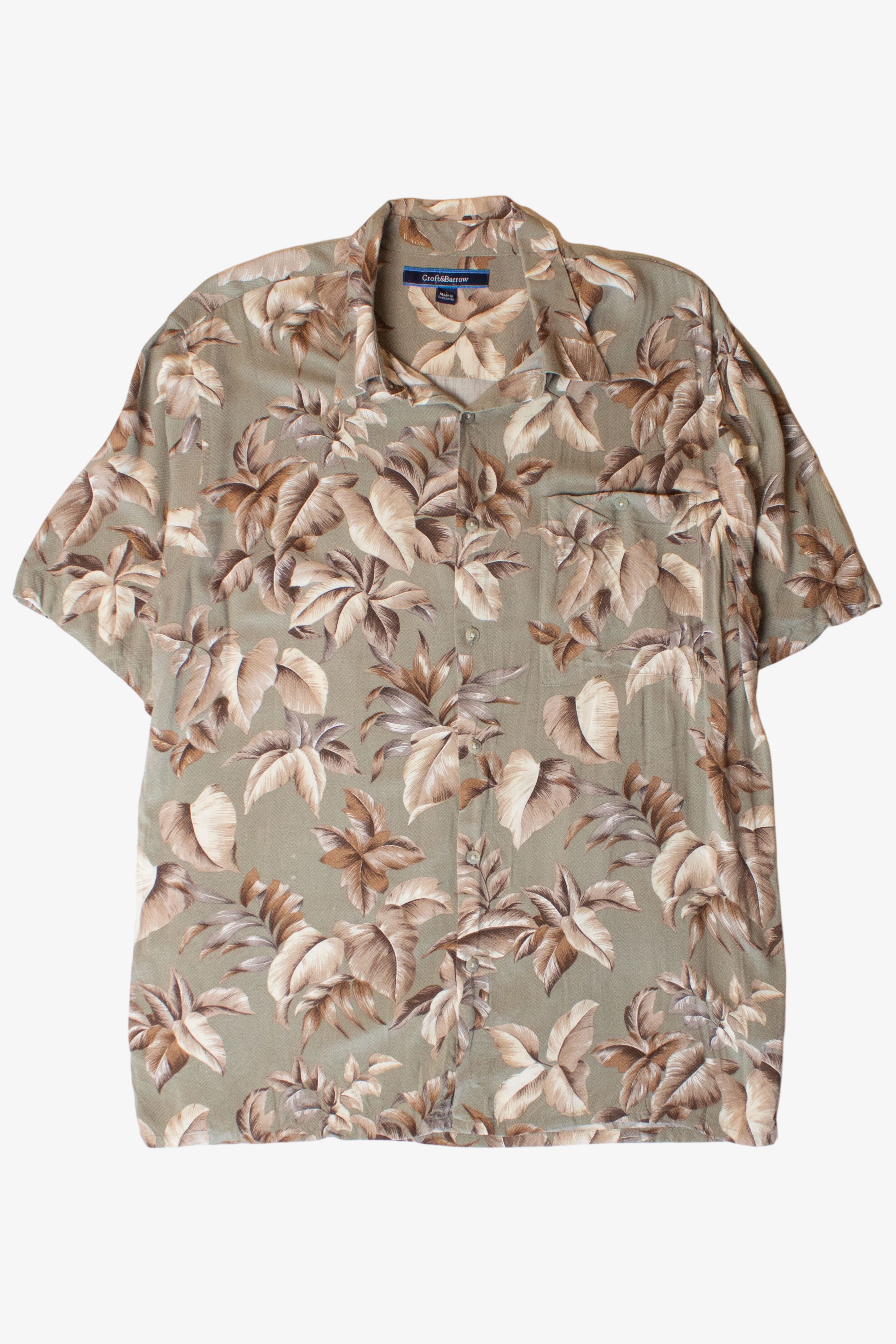 Vintage Green Leaves Button Up Shirt (1990s)