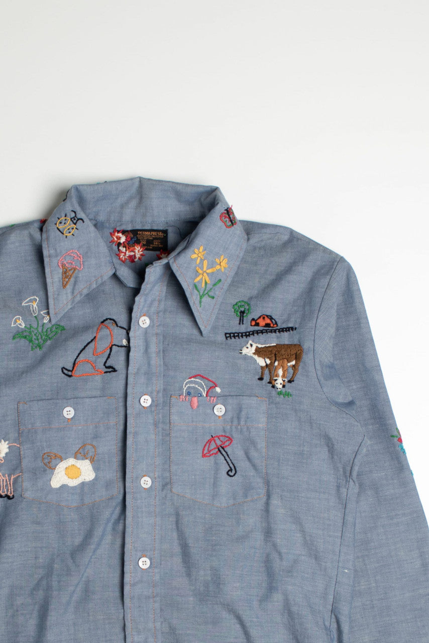 Vintage Nature Art Button Up Shirt