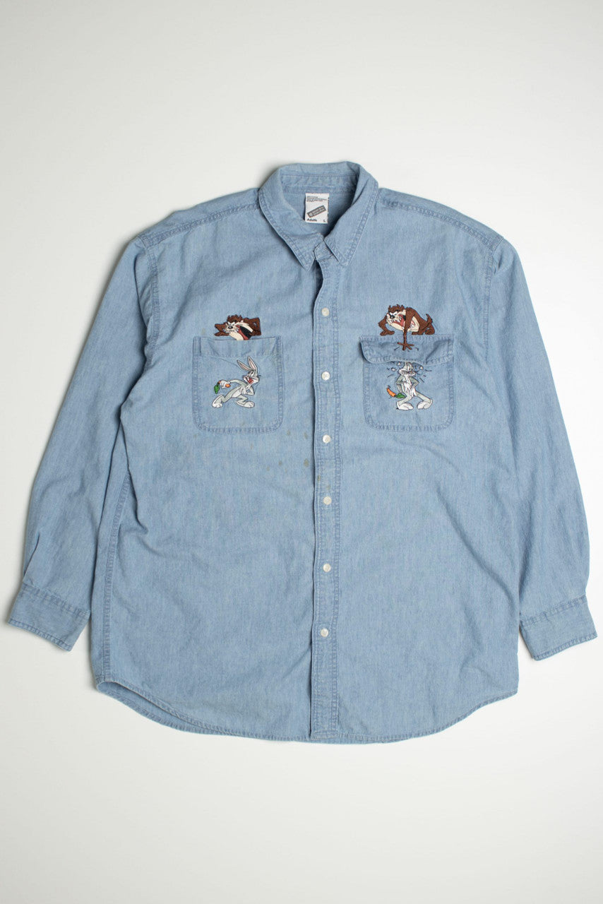 Vintage Bugs Bunny and Taz Button Up Shirt