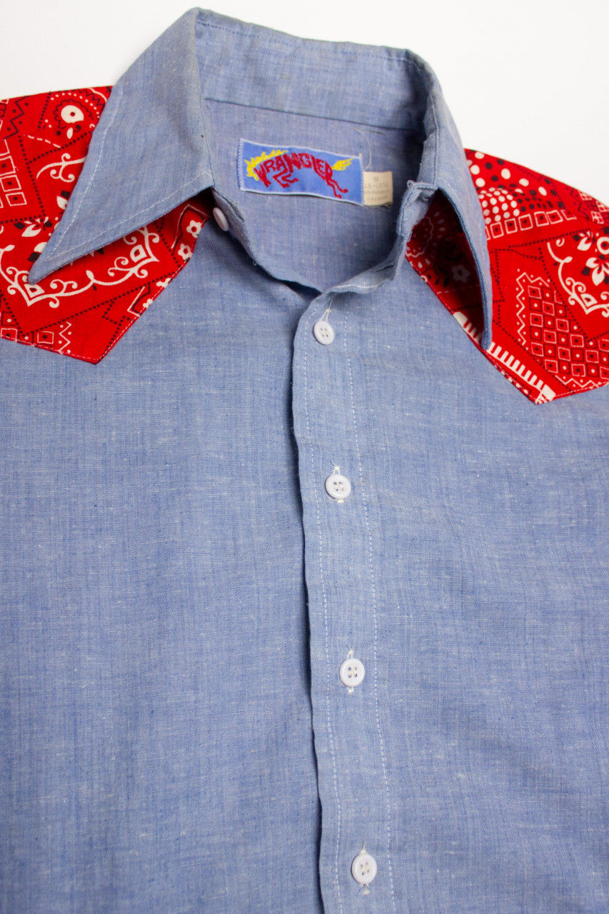 Vintage Wrangler Bandana Chambray Button Up Shirt (1970s)