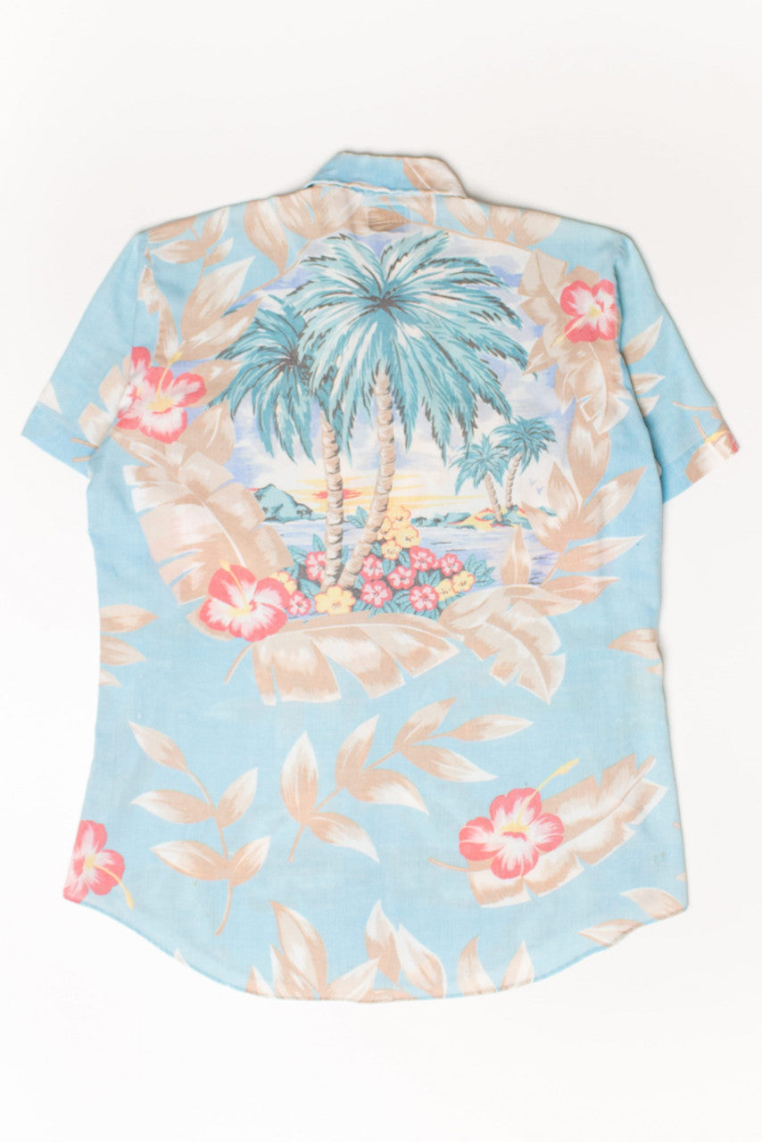 Vintage Floral Palm Trees Button Up Shirt