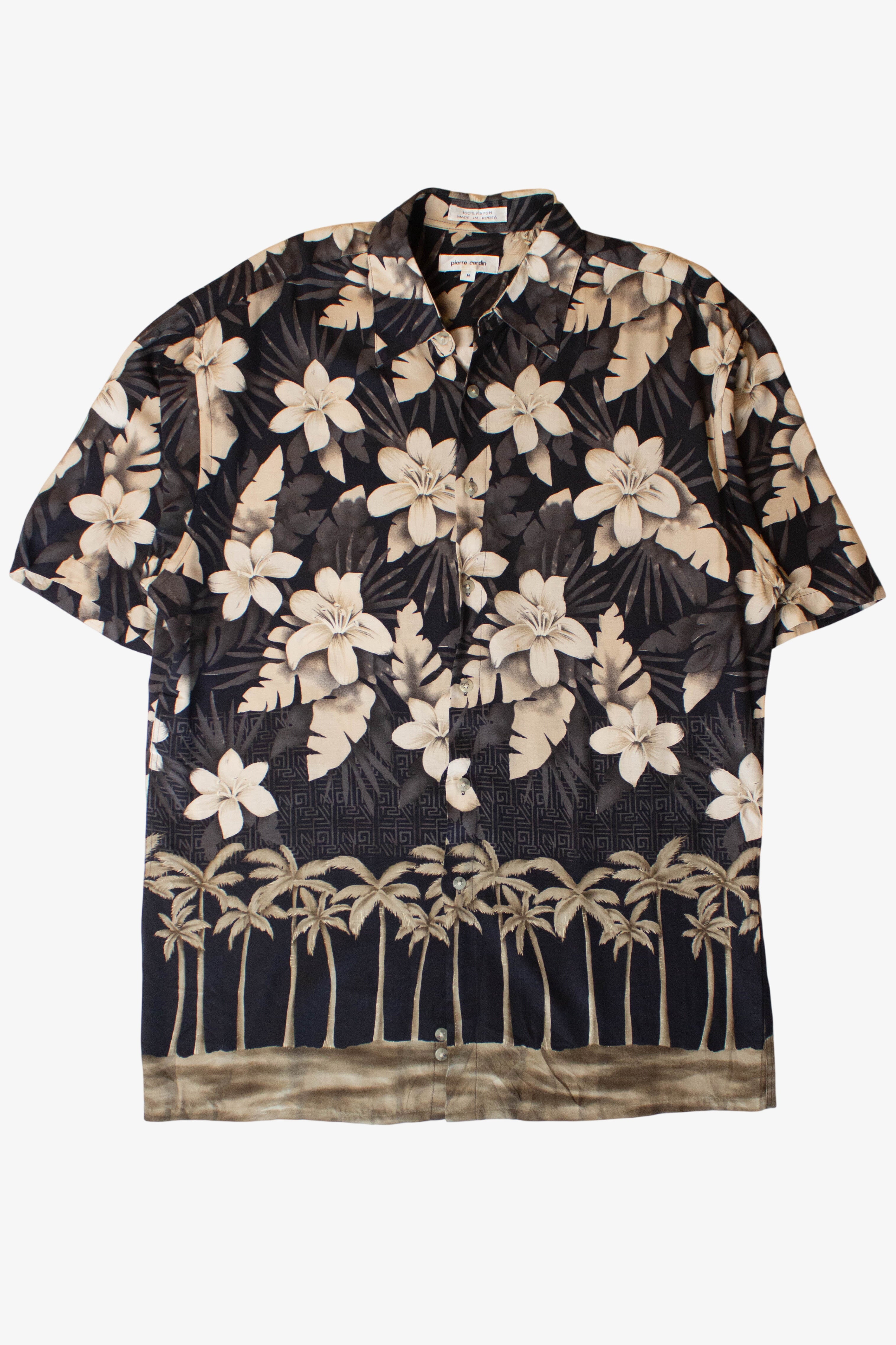 Vintage Black Hibiscus Button Up Shirt (1990s)