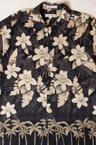 Vintage Black Hibiscus Button Up Shirt (1990s)