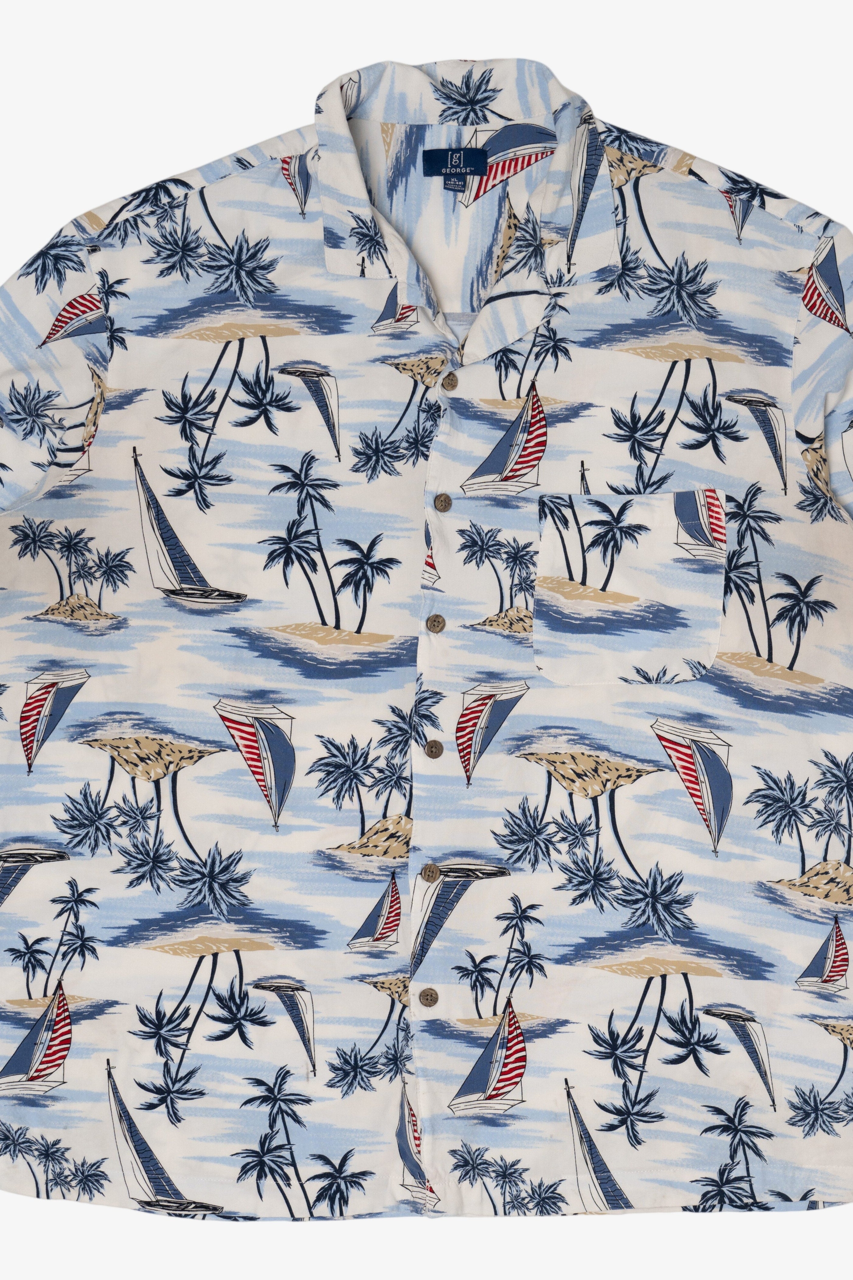 Blue George Button Up Hawaiian Shirt (2010s)