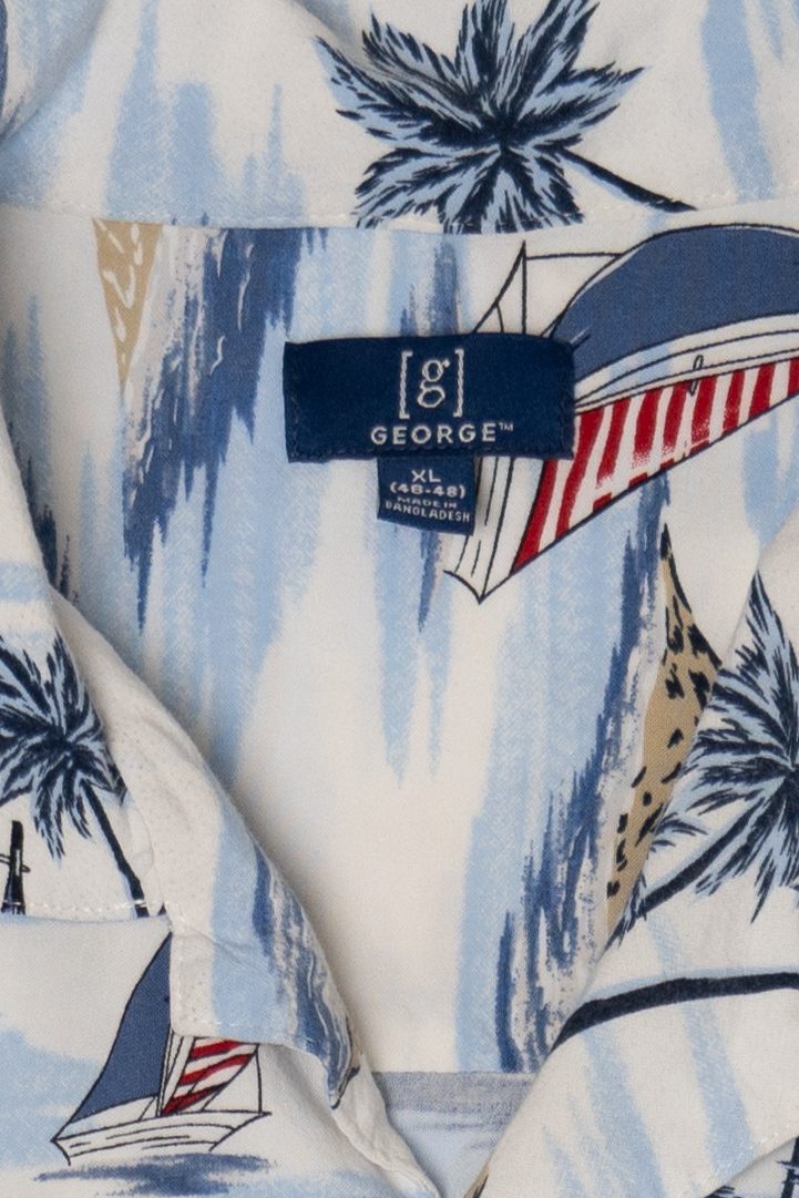 Blue George Button Up Hawaiian Shirt (2010s)